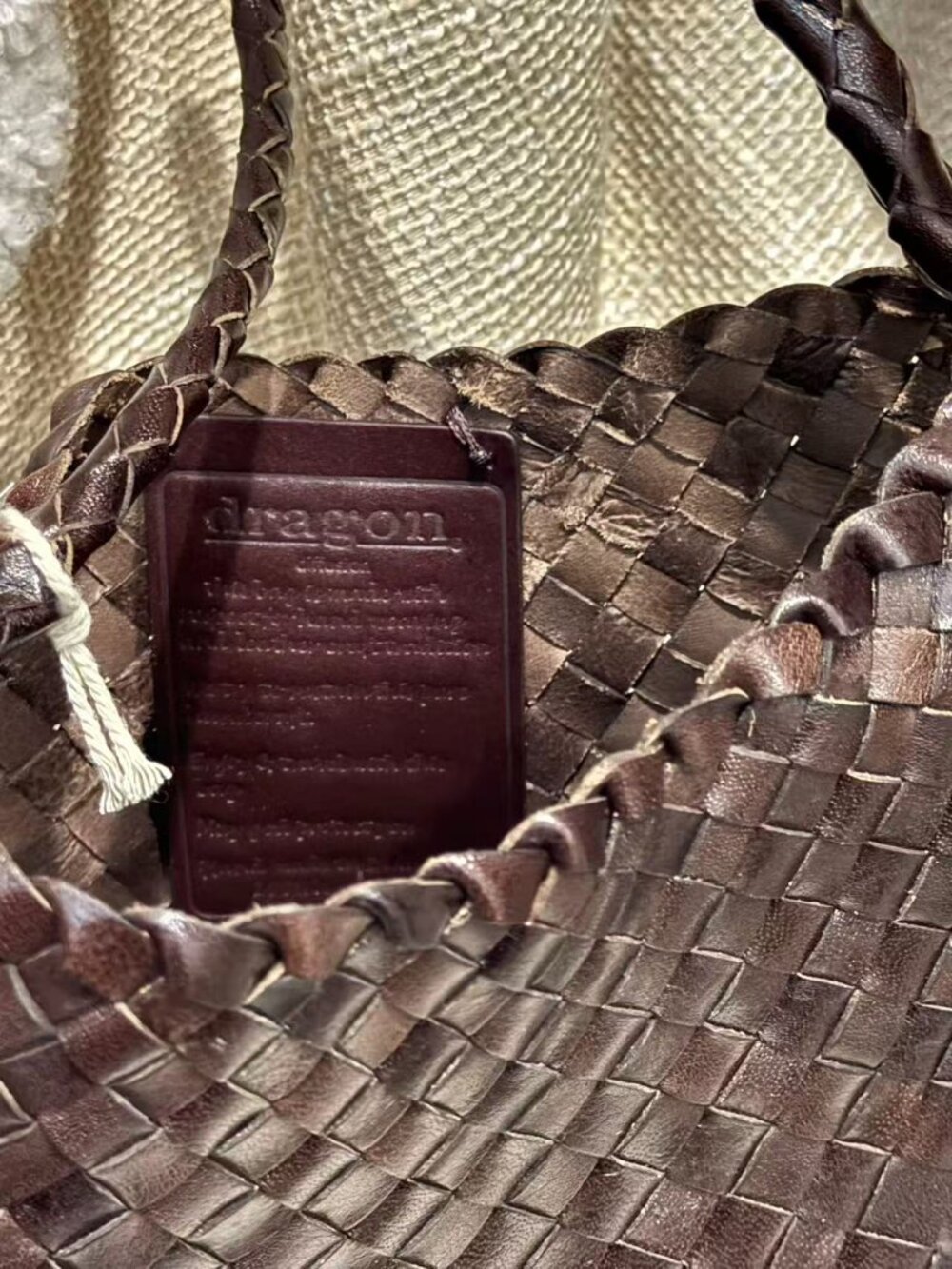 Dragon Diffusion Metallic Burgundy Woven Leather Shoulder Bag - Picture 9 of 11
